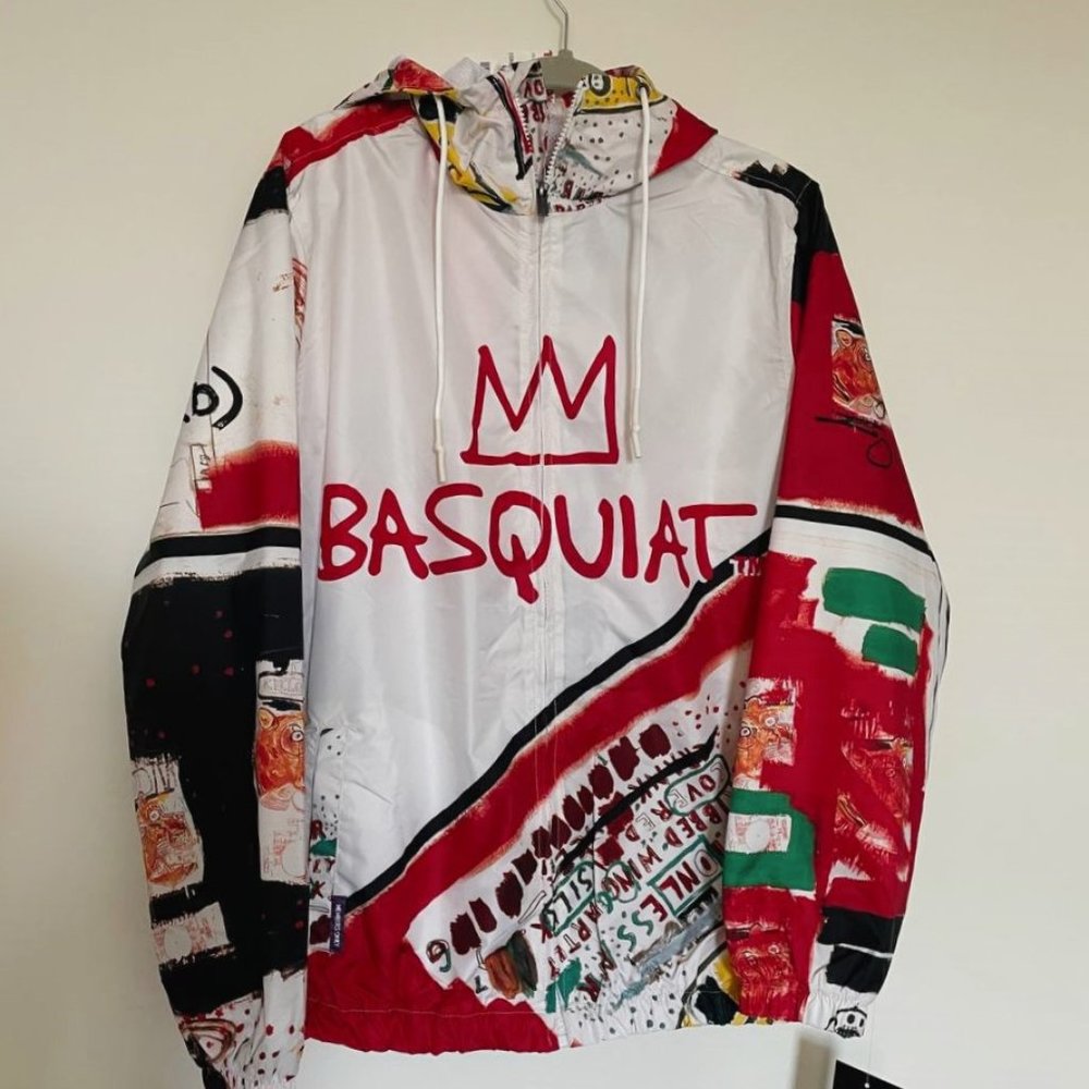 Jean Michel Basquiat Members Only Windbreaker Hooded Jacket Mens Size M NWT